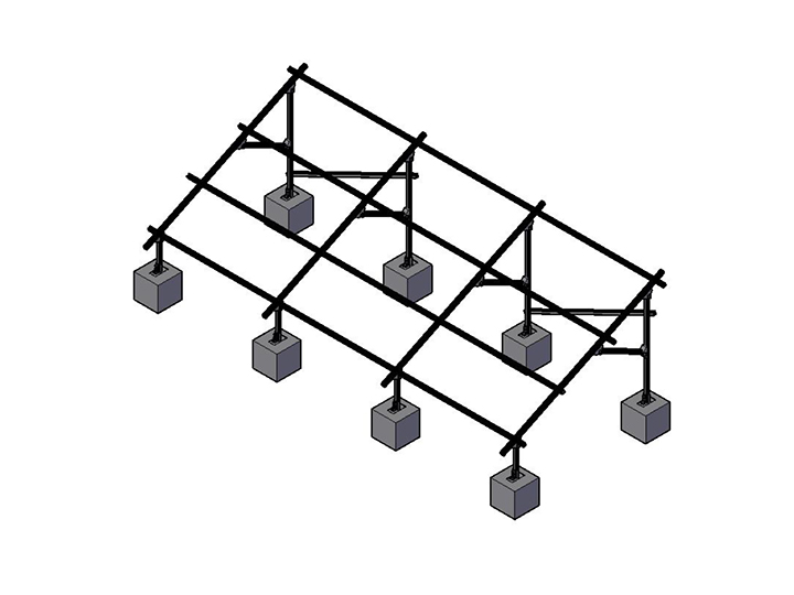 水泥平面钢结构太阳能光伏支架（起角度）